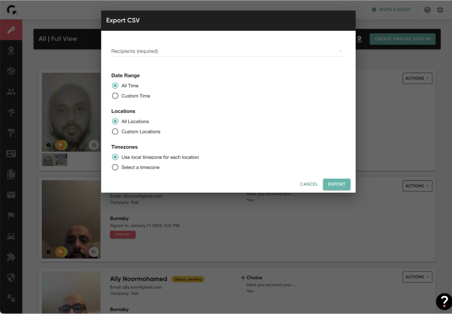 Exporting Visitor Data